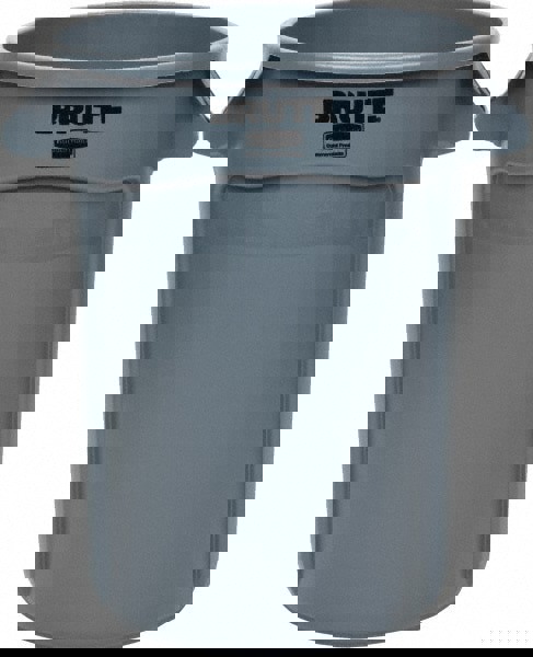 Vented Round Brute Container, 32 gal, Plastic, Gray